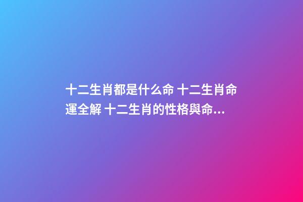 十二生肖都是什么命 十二生肖命運全解 十二生肖的性格與命運